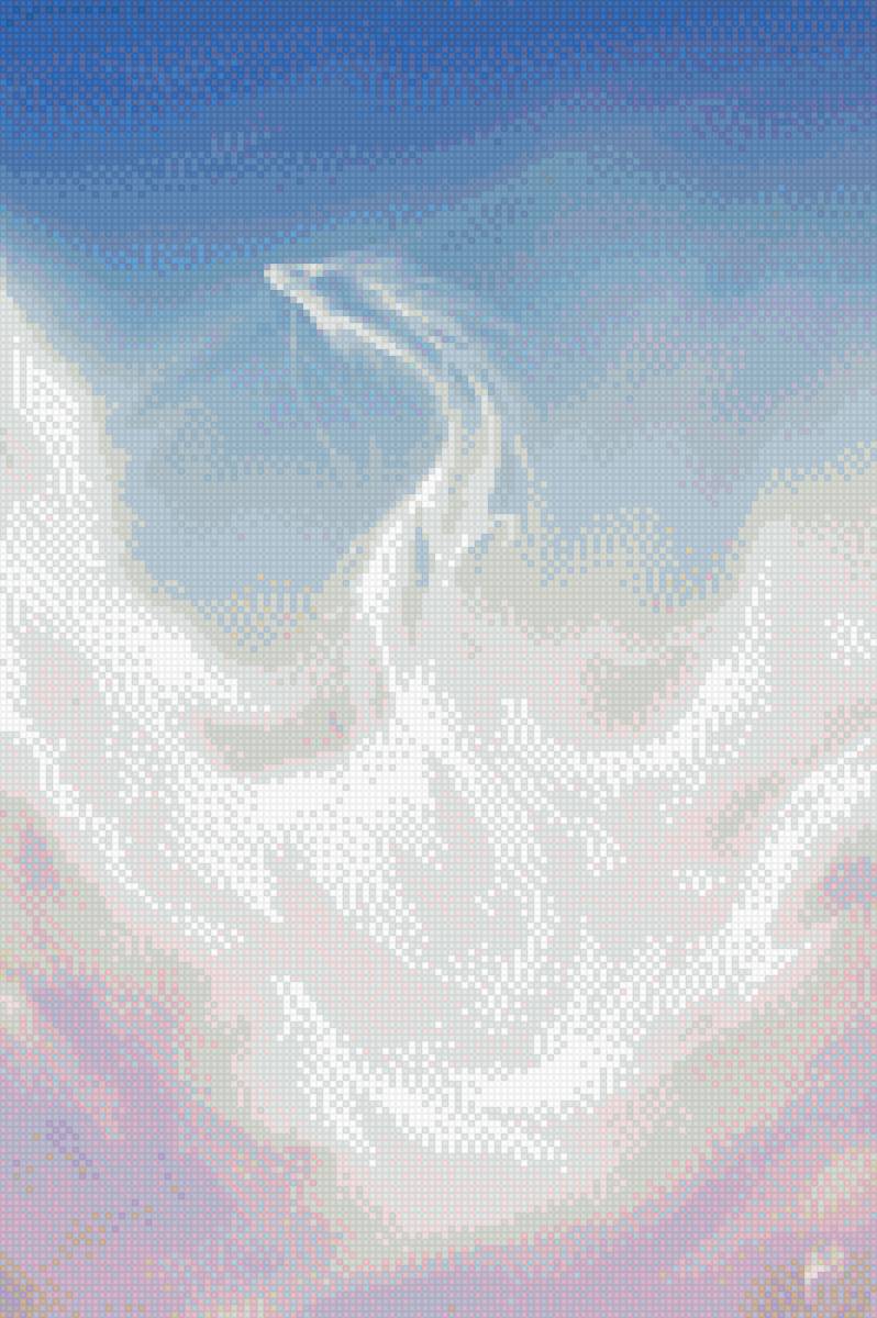 Белый дракон в облаках - дракон, облака, небо - предпросмотр
