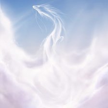 Белый дракон в облаках