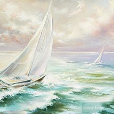 Схема вышивки «Море. Две яхты, художник  Лаптева Виктория»