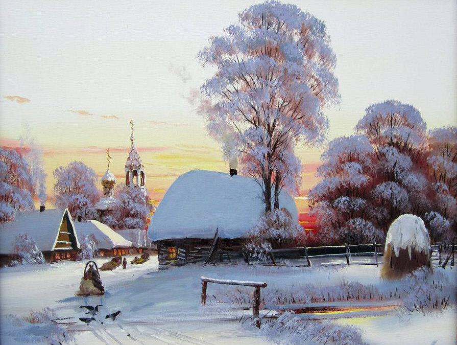 Зима в деревне - оригинал