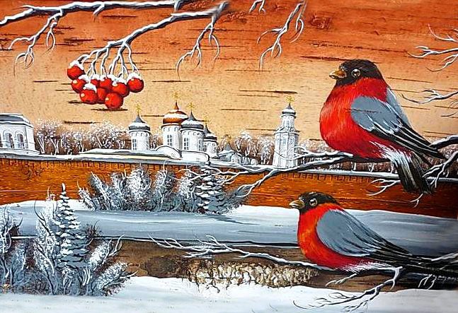 снегири - дерево, снег, зима, птица - оригинал
