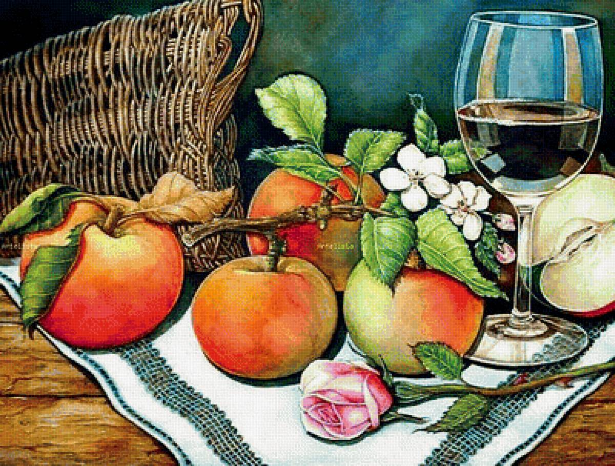 Натюрморт - вино, фрукты - предпросмотр