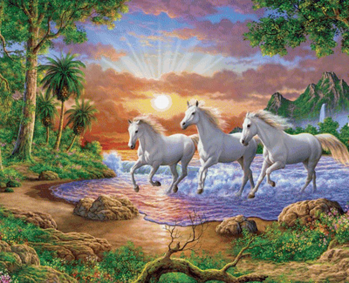 три белых коня - предпросмотр