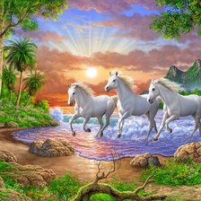 Оригинал схемы вышивки «три белых коня» (№1315182)