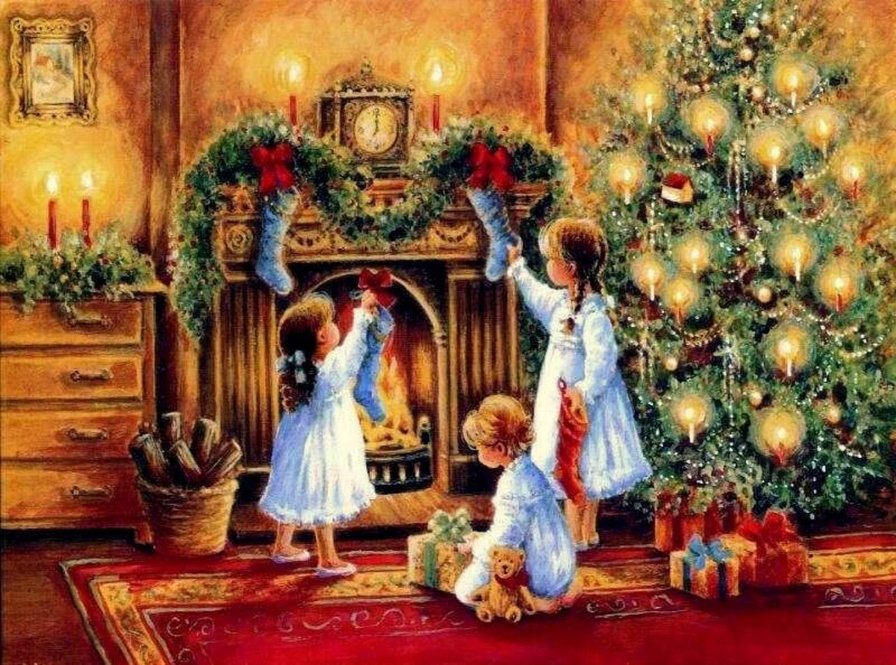 Дети под елкой - рождество, новый год - оригинал