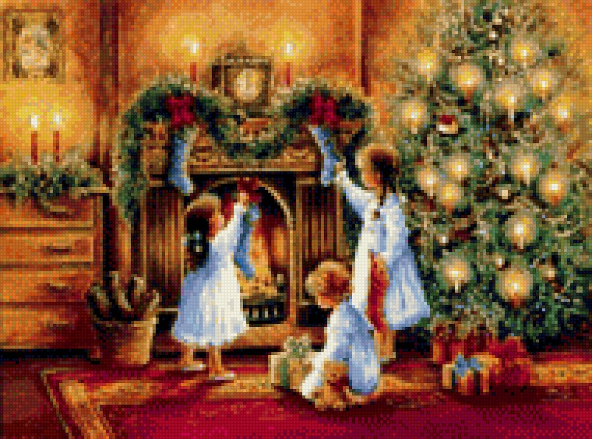 Дети под елкой - рождество, новый год - предпросмотр