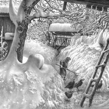 Оригинал схемы вышивки «зима в деревне» (№1320976)