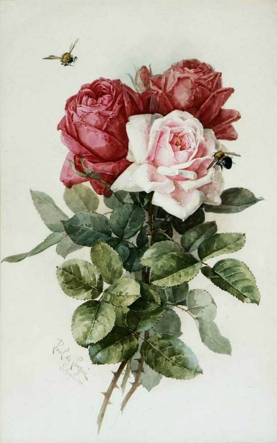 Поль де Лонгпре - цветы розы букет живопись - оригинал