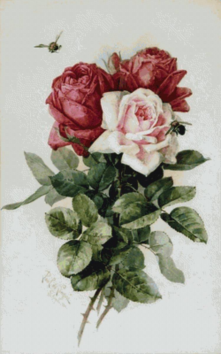 Поль де Лонгпре - цветы розы букет живопись - предпросмотр