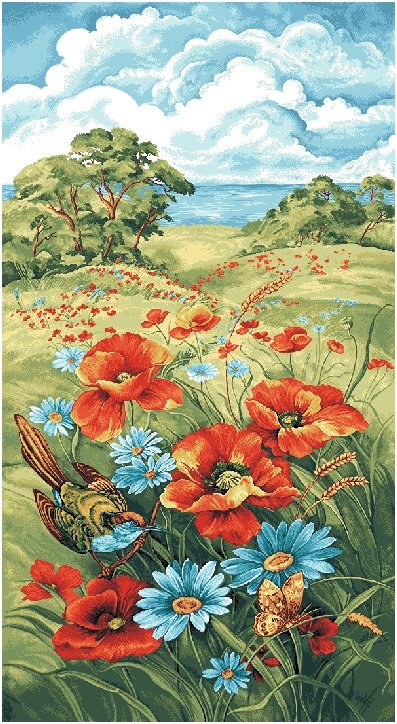 №1322808 - цветы, пейзаж, маки - оригинал