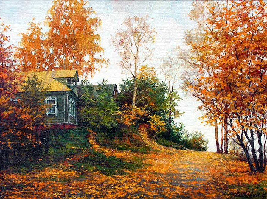 По картине Дмитрия Левина "Осень" - осень, деревня - оригинал