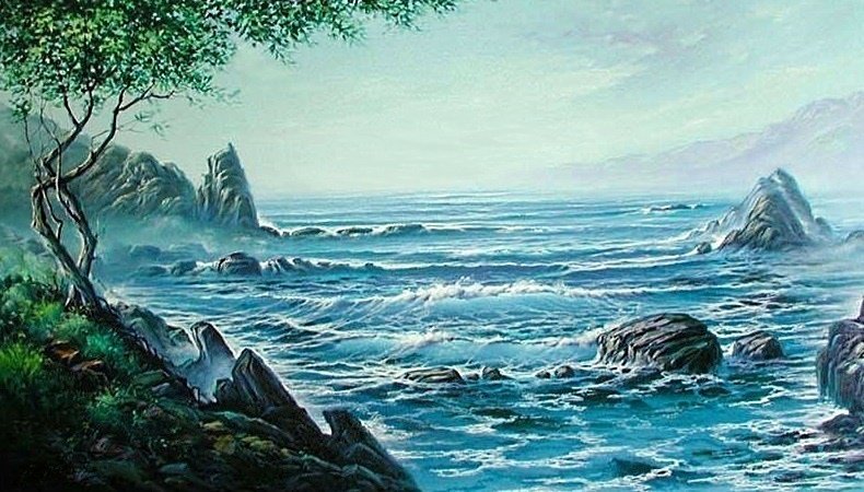 "Ты,волна моя,волна!.." - море, волны, пейзаж, скалы, берег, волна, марина - оригинал