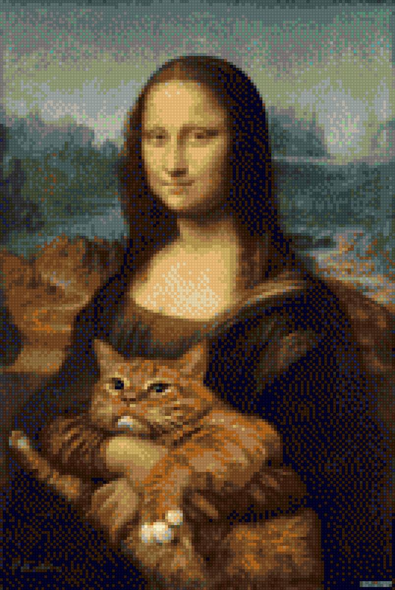 Мона Лиза с котом - кот, мона лиза - предпросмотр