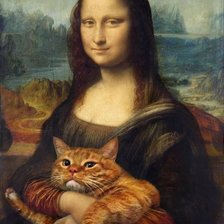 Оригинал схемы вышивки «Мона Лиза с котом» (№1329075)