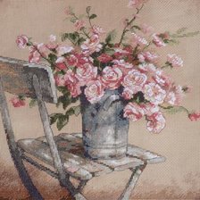 Розы на белом стуле