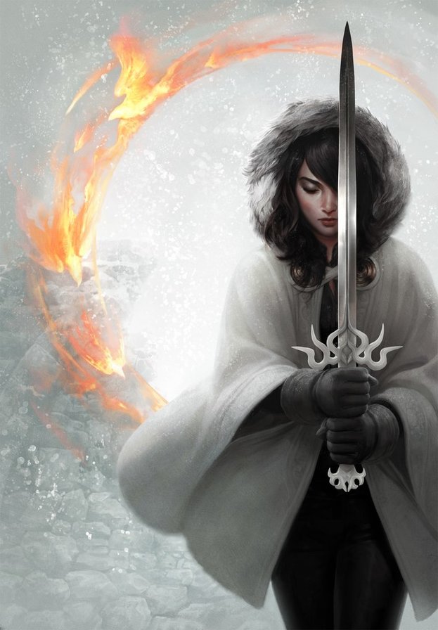 огнем и мечем - девушка, огонь, меч, зима - оригинал