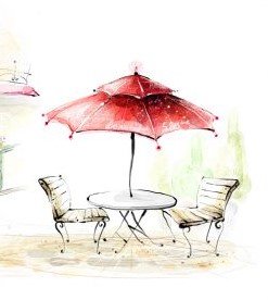 романтика - кафе, свидание, зонт - оригинал