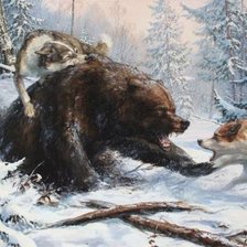 Оригинал схемы вышивки «охота на медведя» (№1331439)