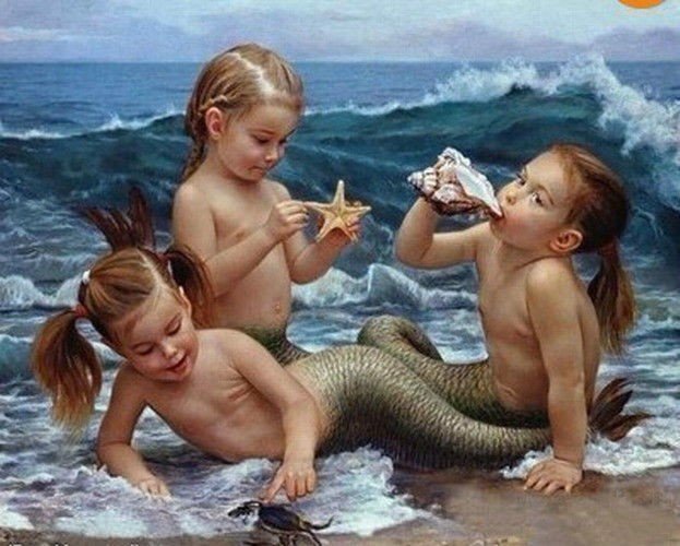 Девочки-русалки - дети, море, русалки - оригинал