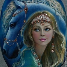Оригинал схемы вышивки «Девушка с конём» (№1333092)