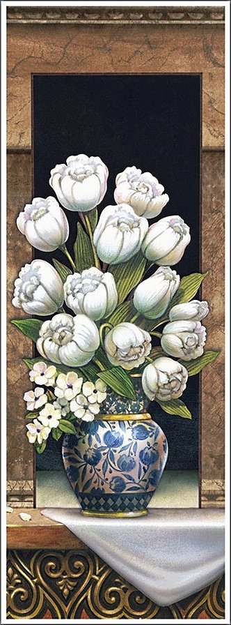 белые цветы - ниша, тюльпаны, весенние цветы, букет, белые цветы - оригинал