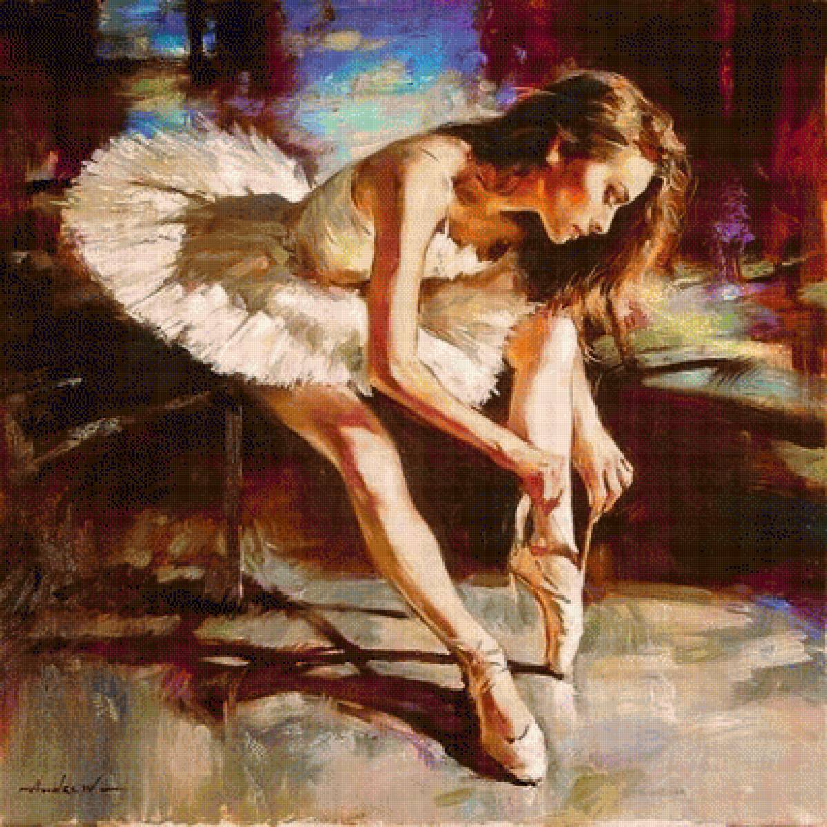 Балерина - портрет, девушка, живопись - предпросмотр
