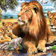 Схема вышивки «Семья львов»