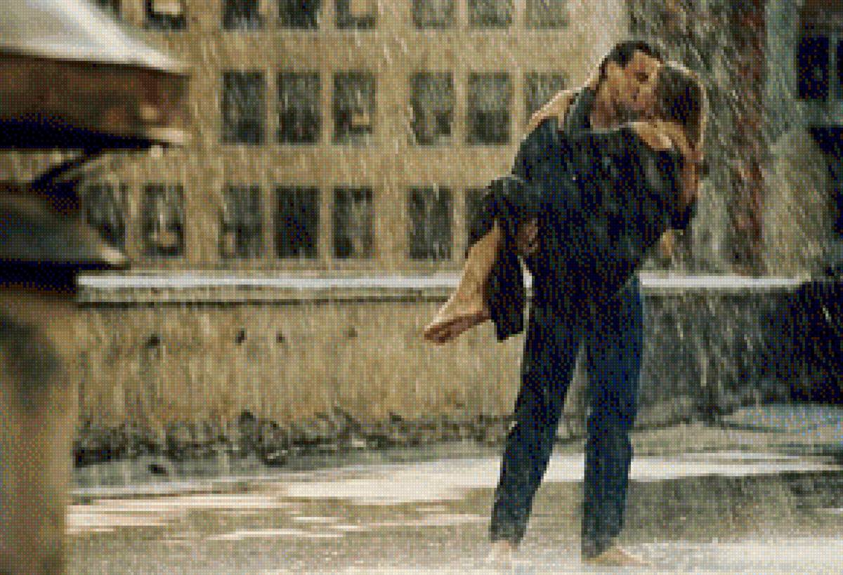 Поцелуй во время дождя - пара, дождь, влюбленные - предпросмотр