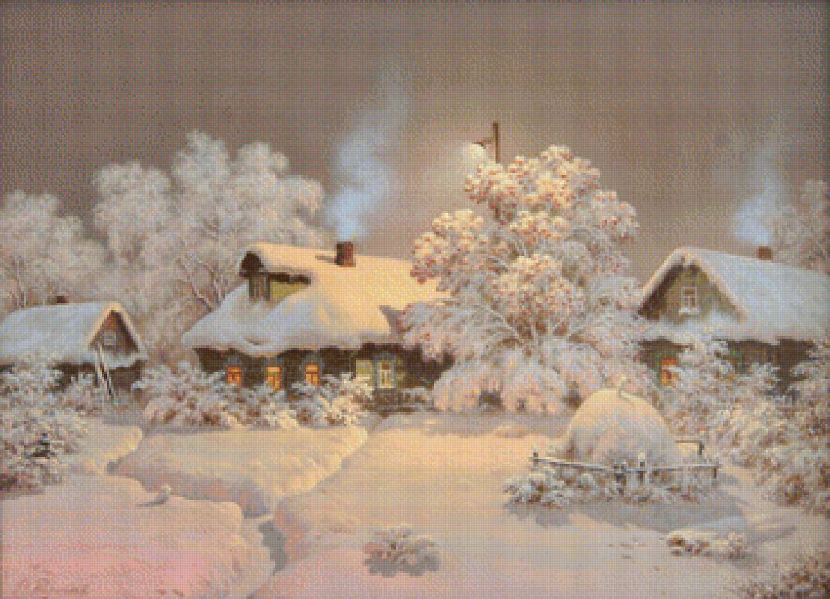 зима в деревне - зима, пейзаж, деревня - предпросмотр
