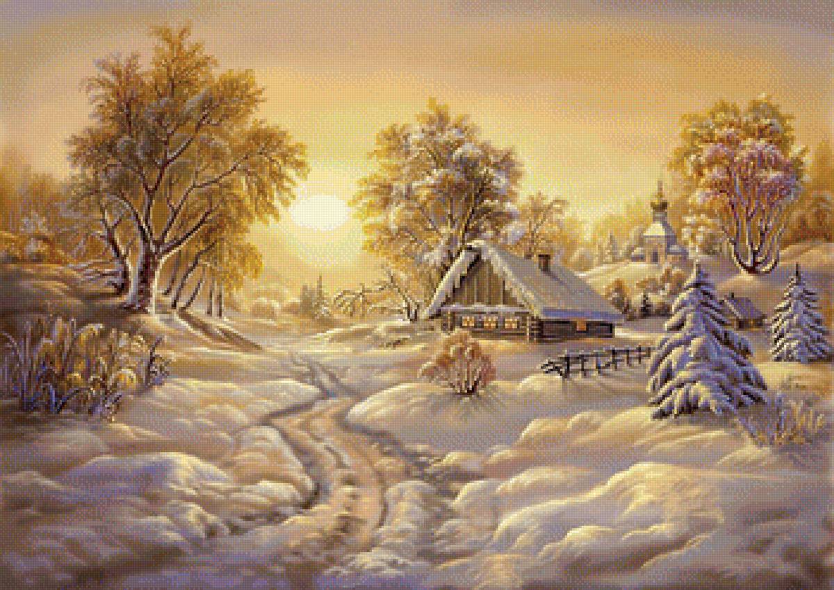 зима в деревне - деревня, пейзаж, зима - предпросмотр