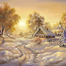 Оригинал схемы вышивки «зима в деревне» (№1344506)