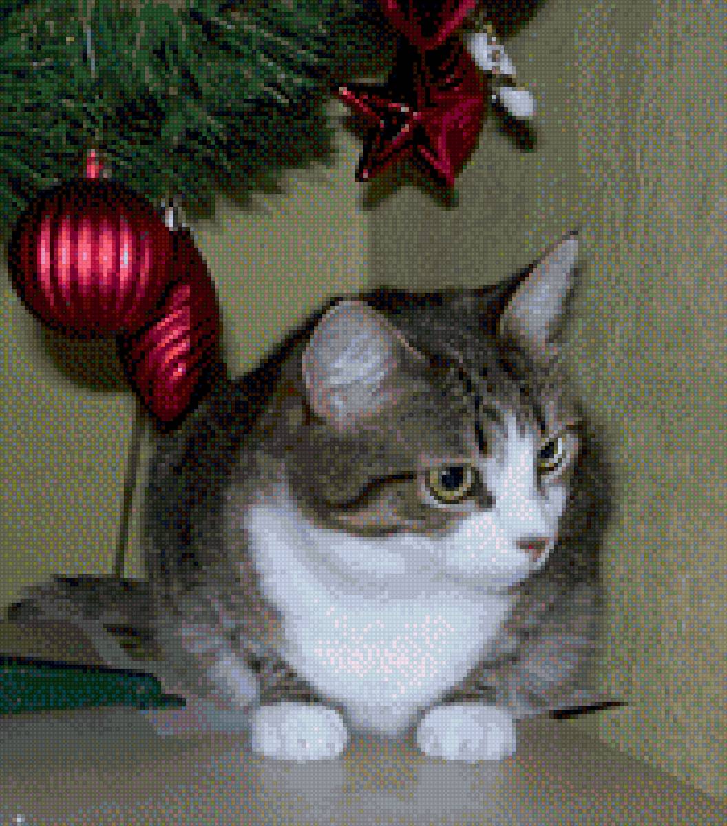 кошка под елкой - новый год, елка, кошка - предпросмотр