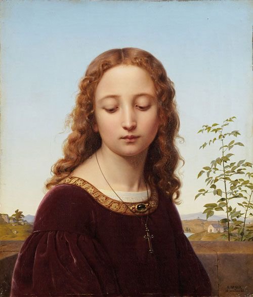 Ernst Deger - portrait of young girl 1851 - оригинал