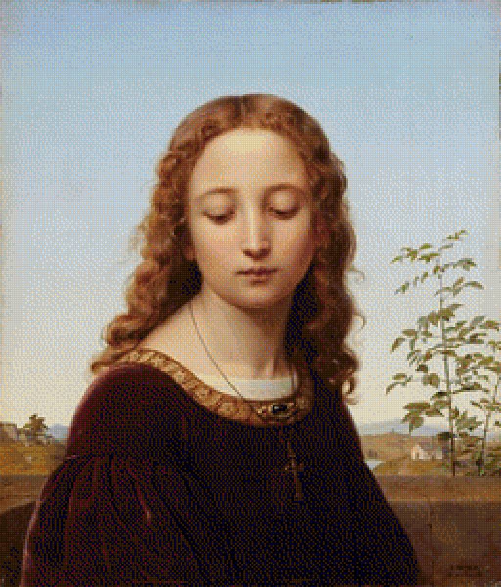 Ernst Deger - portrait of young girl 1851 - предпросмотр