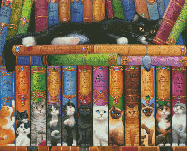 Cat double shelf - кошки, книги, полка - оригинал