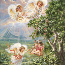 Оригинал схемы вышивки «Ангелы дитя хранят» (№1348605)