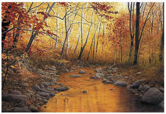 осень золотая - природа, пейзаж, осень, река - оригинал