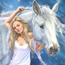 Оригинал схемы вышивки «Девушка с лошадью» (№1350158)