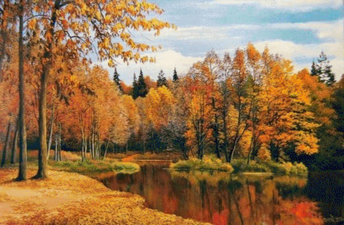 осень золотая - природа, пейзаж, река - предпросмотр