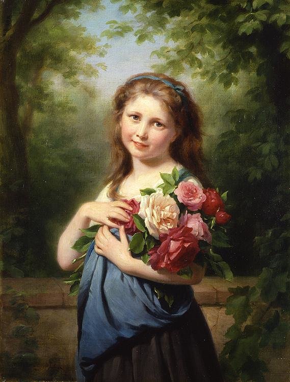 Девочка с цветами - картины известных художников - оригинал