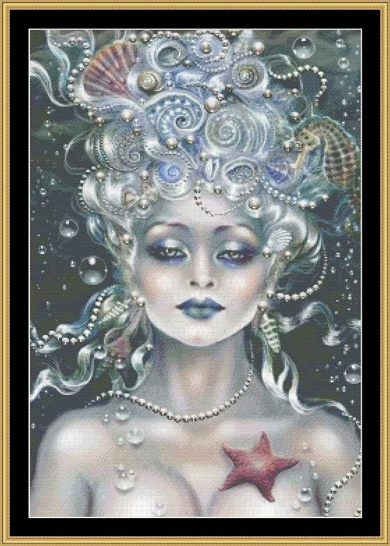 Mystic stitch sea pearl - ракушки, морская, принцеса, жемчуг, девушка, море - оригинал