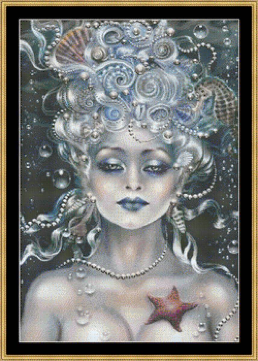Mystic stitch sea pearl - девушка, ракушки, море, морская, принцеса, жемчуг - предпросмотр