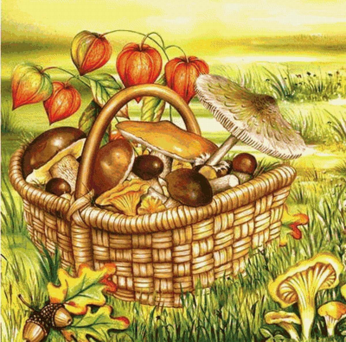 Дары осени - урожай, корзинка с грибами, осень - предпросмотр