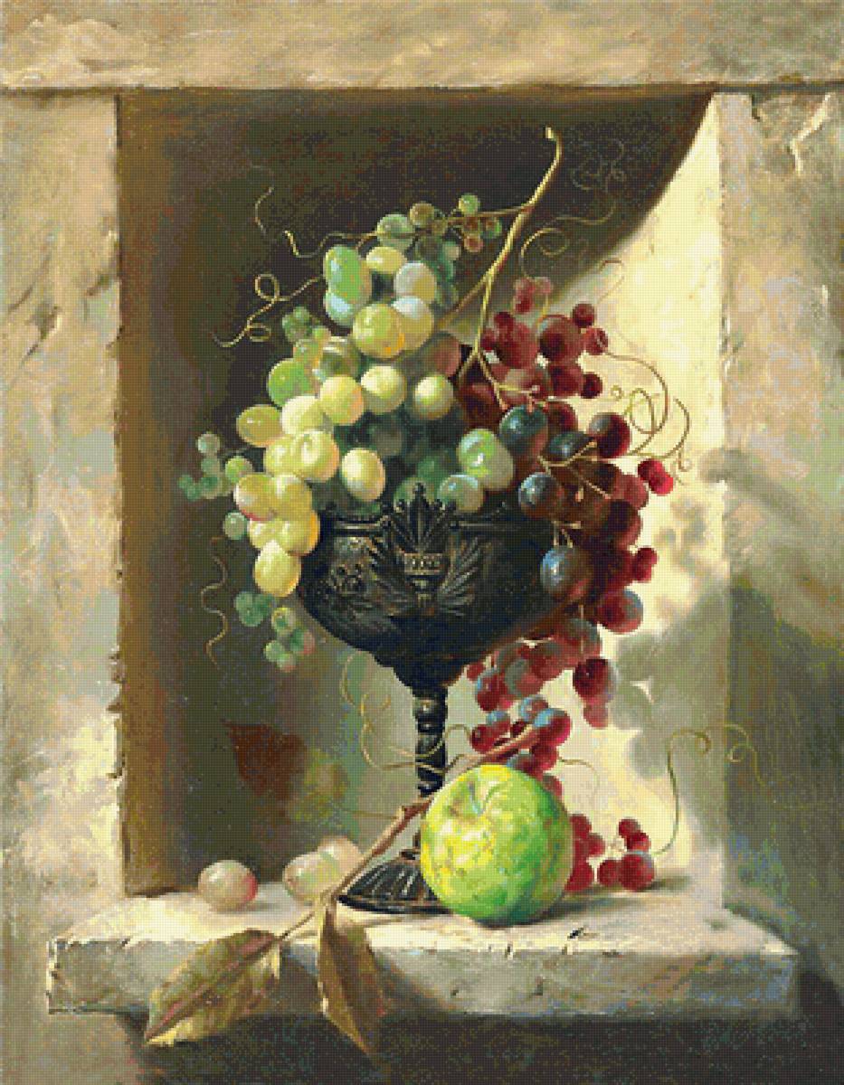 Виноград в вазе - ваза, ниша, виноград, виноград в вазе, натюрморт - предпросмотр