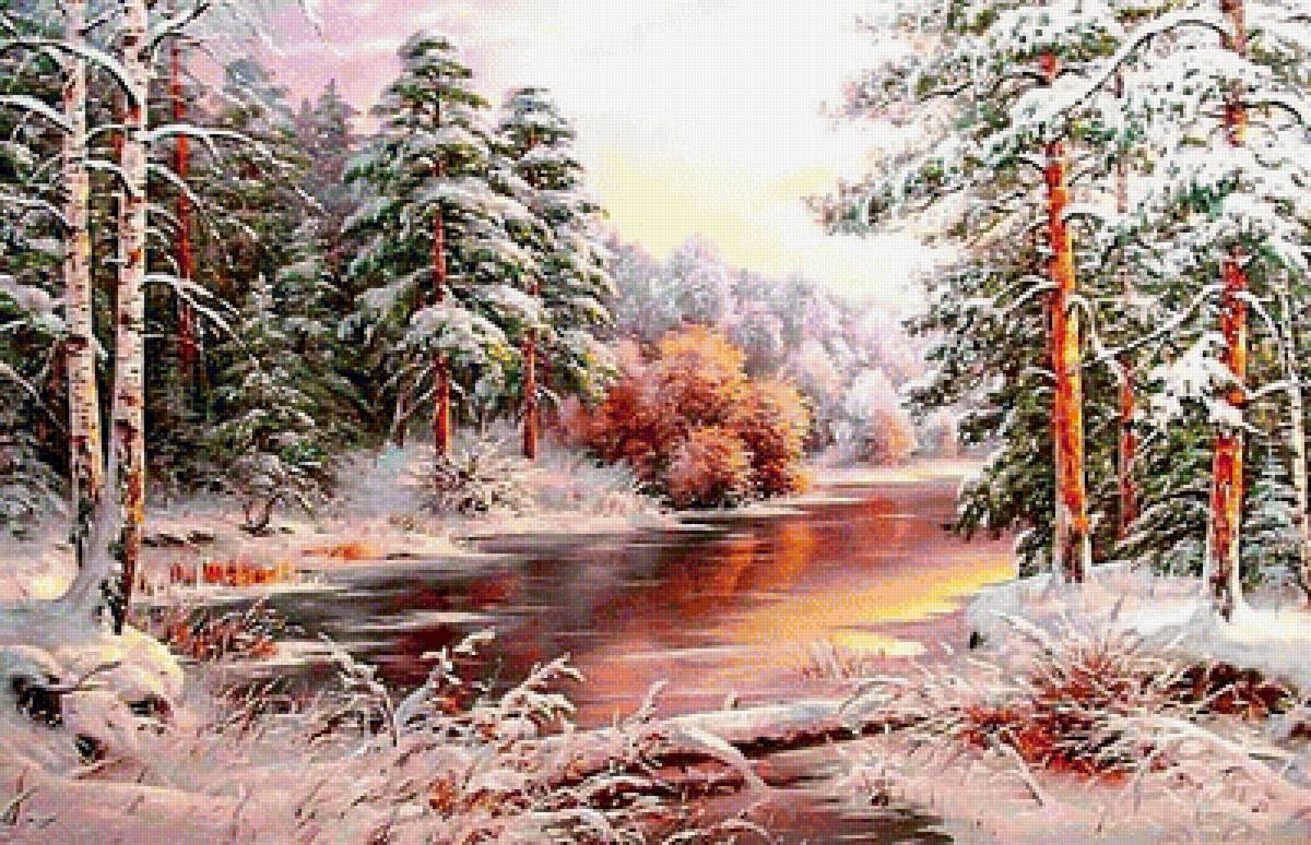 зимний лес - природа, лес, зима, пейзаж - предпросмотр