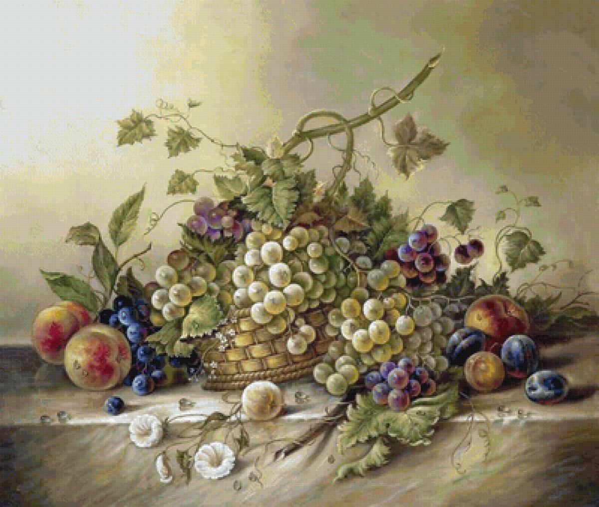натюрморт с виноградом - натюрморт, виноград, фрукты, ягоды - предпросмотр