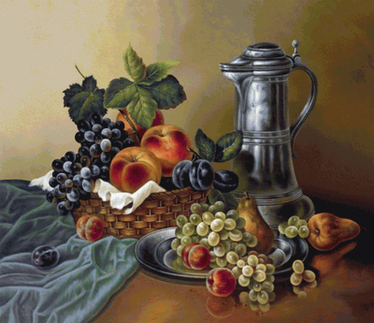 натюрморт с виноградом - фрукты, виноград, натюрморт, ягоды - предпросмотр