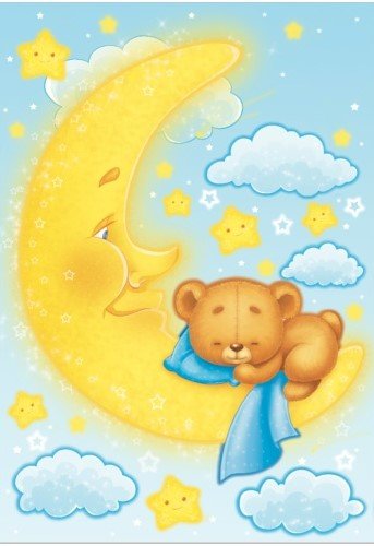 мишутка на луне - мишка, луна, детям, звезды, спящий мишка - оригинал
