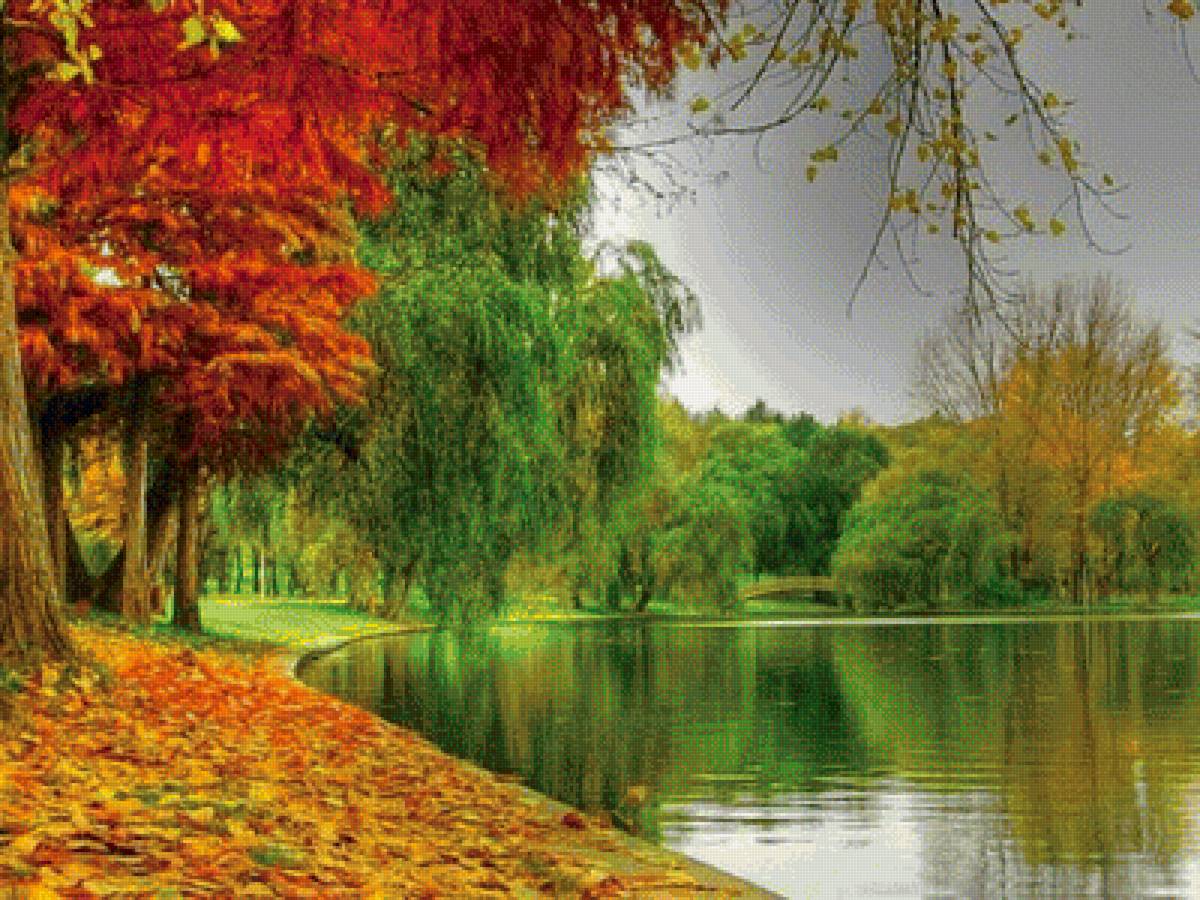 золотая осень - пруд, парк, осень - предпросмотр