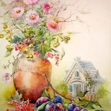 Оригинал схемы вышивки «дом в саду» (№1373425)